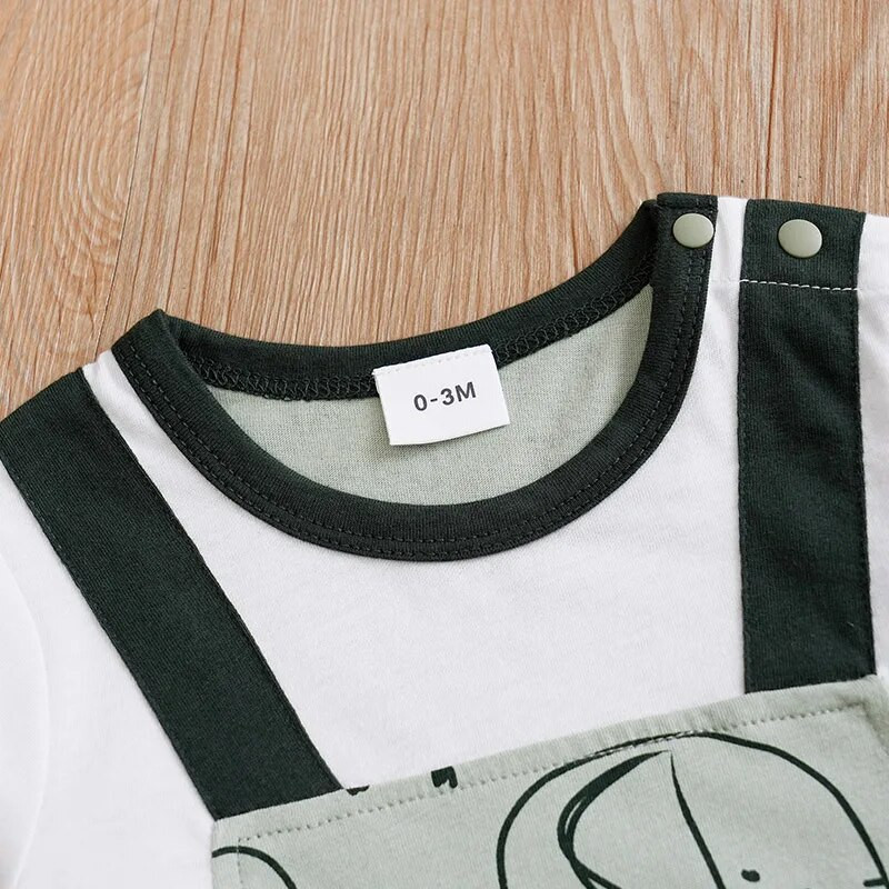 Pavasara un rudens stils zēniem un meitenēm jauka multfilma zilonis ar pilnu apdruku viltus siksniņa kokvilnas garām piedurknēm mazuļa bodijs