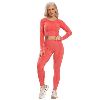 Ženski novi bešavni komplet za jogu Odjeća za teretanu Tajice za fitness + kratke majice Sportsko odijelo Ženska trenirka dugih rukava Aktivna odjeća