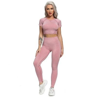 Ženski novi bešavni komplet za jogu Odjeća za teretanu Tajice za fitness + kratke majice Sportsko odijelo Ženska trenirka dugih rukava Aktivna odjeća