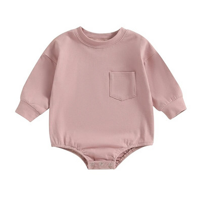 Jesenske novorođenčad Dječaci Djevojčice Rompers Odjeća 0-18M Jednobojni džepni trenirke dugih rukava Bodiji Kombinezoni Kostimi za malu djecu