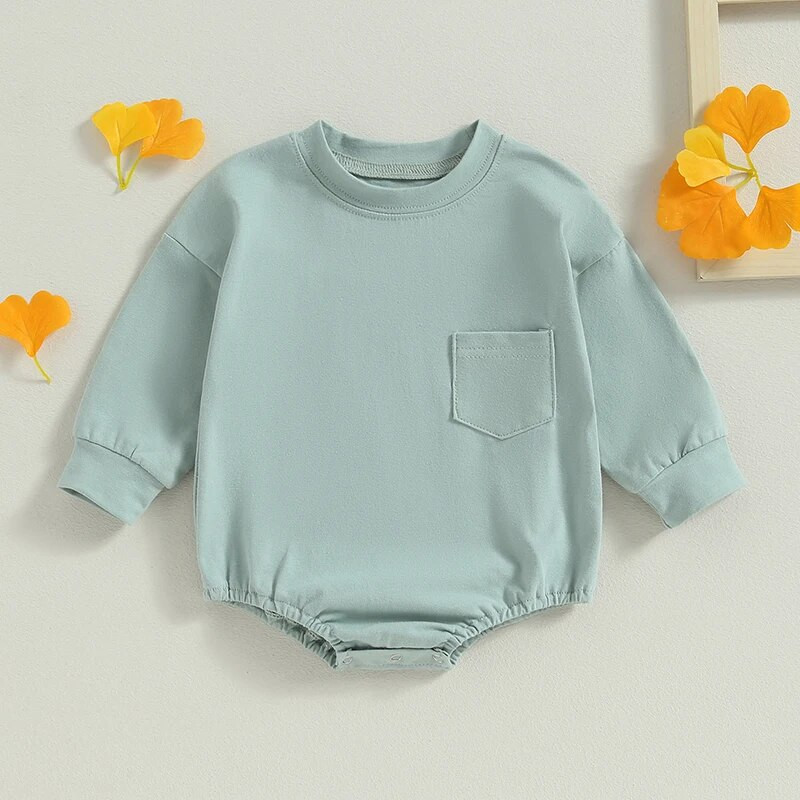 Jesenske novorođenčad Dječaci Djevojčice Rompers Odjeća 0-18M Jednobojni džepni trenirke dugih rukava Bodiji Kombinezoni Kostimi za malu djecu