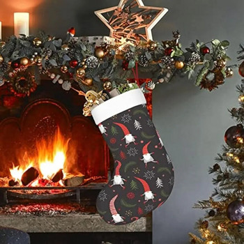 Коледни чорапи Коледна украса 17 инча Плюшени чорапи Подаръчни торбички за украса за коледна елха
