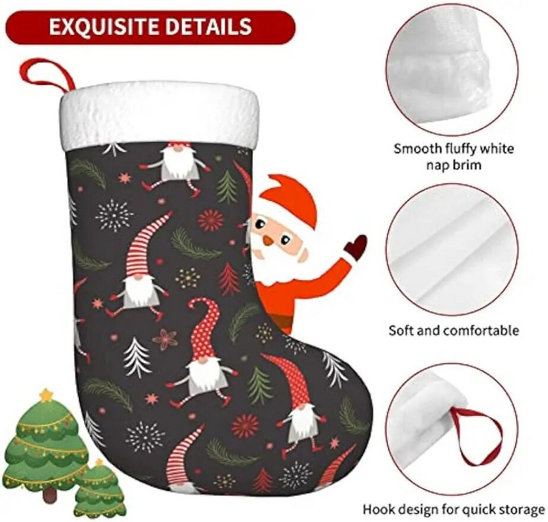 Karácsonyi harisnya karácsonyi dekoráció 17 hüvelykes plüss zokni ajándéktáskák karácsonyfa díszítéshez