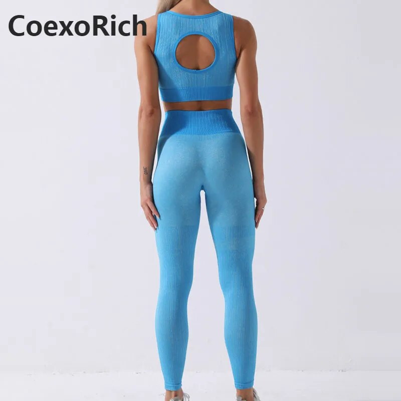 Spordirinnahoidja komplekt Spordidress Naistele Fitness Jõusaali riided Õmblusteta joogaülikond Camo Crop Tank Top Jooksu säärised Treening Spordirõivad