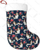 Basets ziedu suns Suns ar ziediem Tumši zilas Ziemassvētku zeķes Zeķes Dekorācijas, Ziemassvētku piekarināmais kamīns