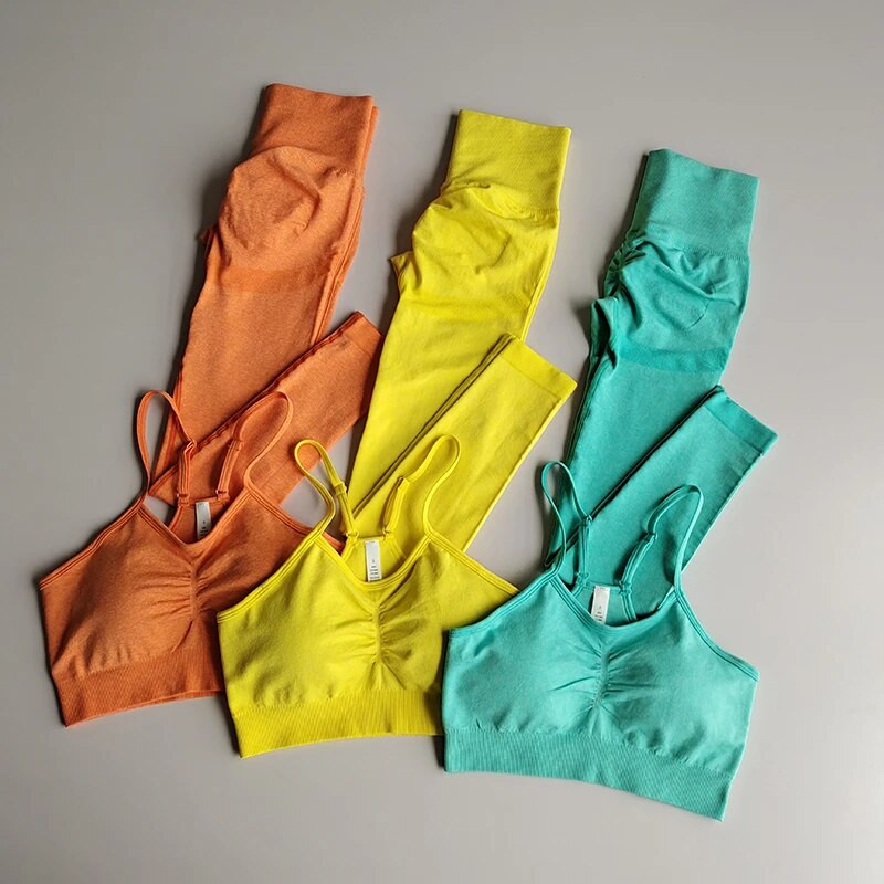 Bezšuvju jogas komplekts sievietēm, 2 gab., sporta komplekti, sporta zāle, apģērbs, treniņš