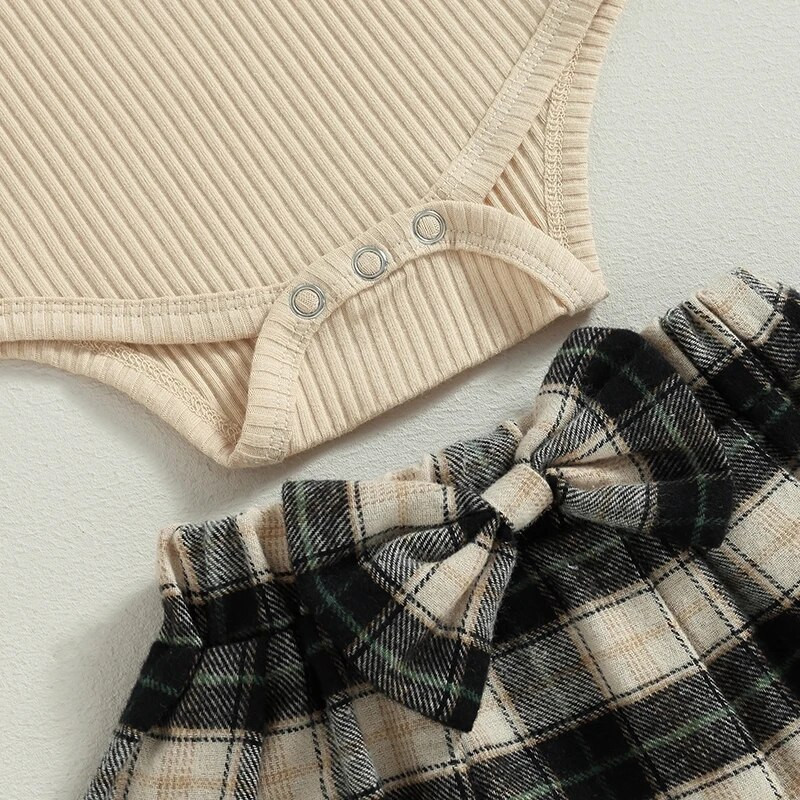 Jesenski kompleti odjeće za dojenčad, djevojčice, jednobojne pletene štrample dugih rukava s volanima, karirane plisirane Mni suknje, pokrivala za glavu, ležerna odjeća