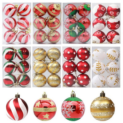 6 cm 6 gab Ziemassvētku balles Krāsainas sniegpārsliņu balles Jaunais gads 2023 Dāvanas Ziemassvētku eglīte DIY Rotājums Ziemassvētku ballītes noformējums mājām