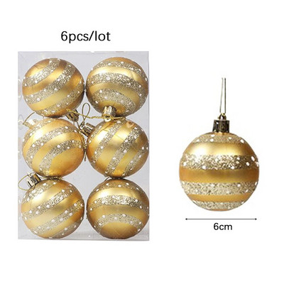 6cm 6kom Božićne kuglice Šarene pahuljice Darovi za Novu 2023. Božićno drvce DIY ukras Božićna zabava Dekoracija za dom