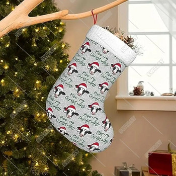 Χριστουγεννιάτικες χριστουγεννιάτικες αγελάδες Holstein αγελάδες σε γκρι χριστουγεννιάτικες κάλτσες, Χριστουγεννιάτικες κάλτσες 17\