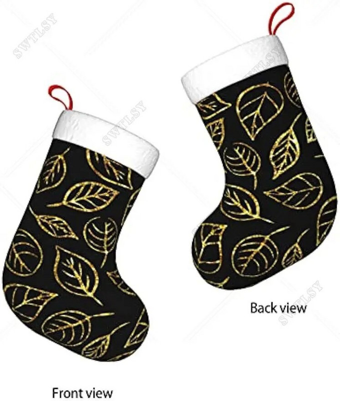 Kalėdinės kojinės Auksinių lapų raštas Dvipusės židinio pakabinamos kojinės