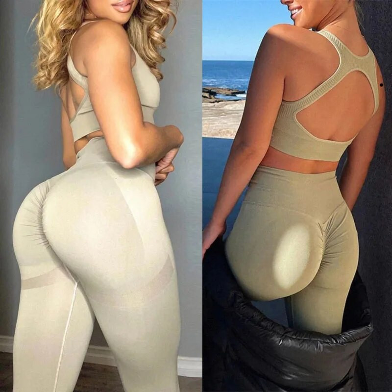 Bešavni komplet za jogu Ženski ženski kratki grudnjak Tajice Ženske 2KOM 2-dijelna odjeća Odjeća za fitness Sportsko odijelo za vježbanje u teretani Odjeća
