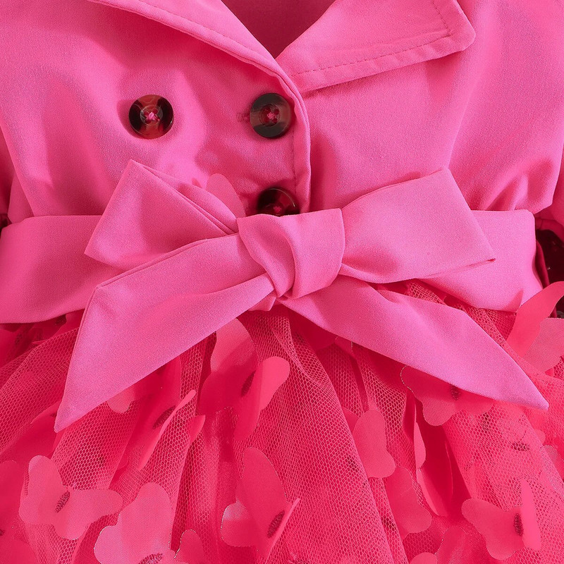 Ceeniu 3-24M babaruhák lány hajtókás blézer forró rózsaszín ruha pillangós ruha lányoknak tavaszi ősz újszülött ruhák