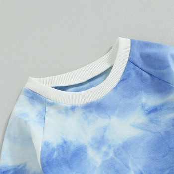 0-3Y Мода Пролет Есен Новородени Момчета Момичета Комплекти дрехи Tie Dye Print Пуловер с дълъг ръкав Суичъри Панталони Анцузи