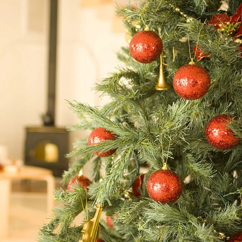 24 komada 3 cm kuglica za božićno drvce, svjetlucava zlatno-srebrna plastična viseća dekoracija za privjesak za dom, ukrasni vijenac za božićno drvce