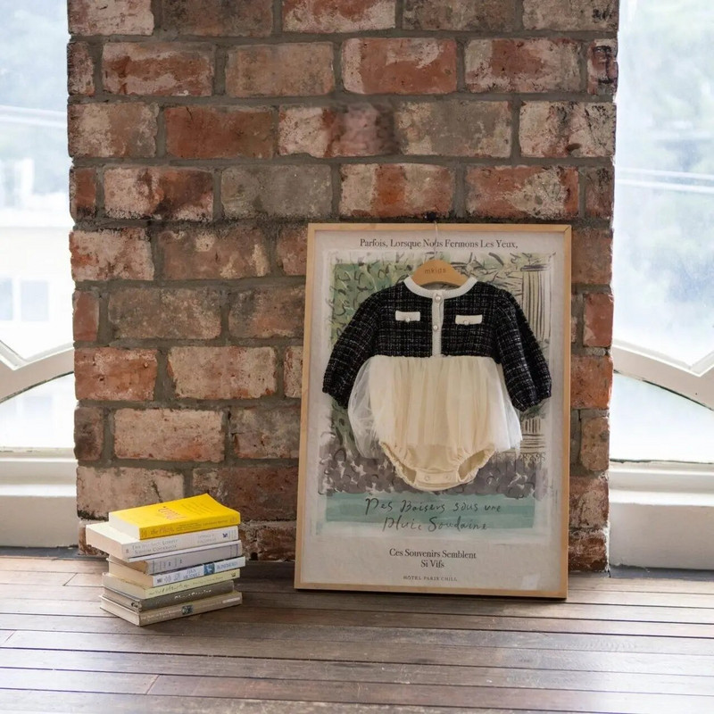 7452 Babaruha Lány 100 napos parti ruhák 2023 Őszi új Houndstooth kockás ruha Gézruha