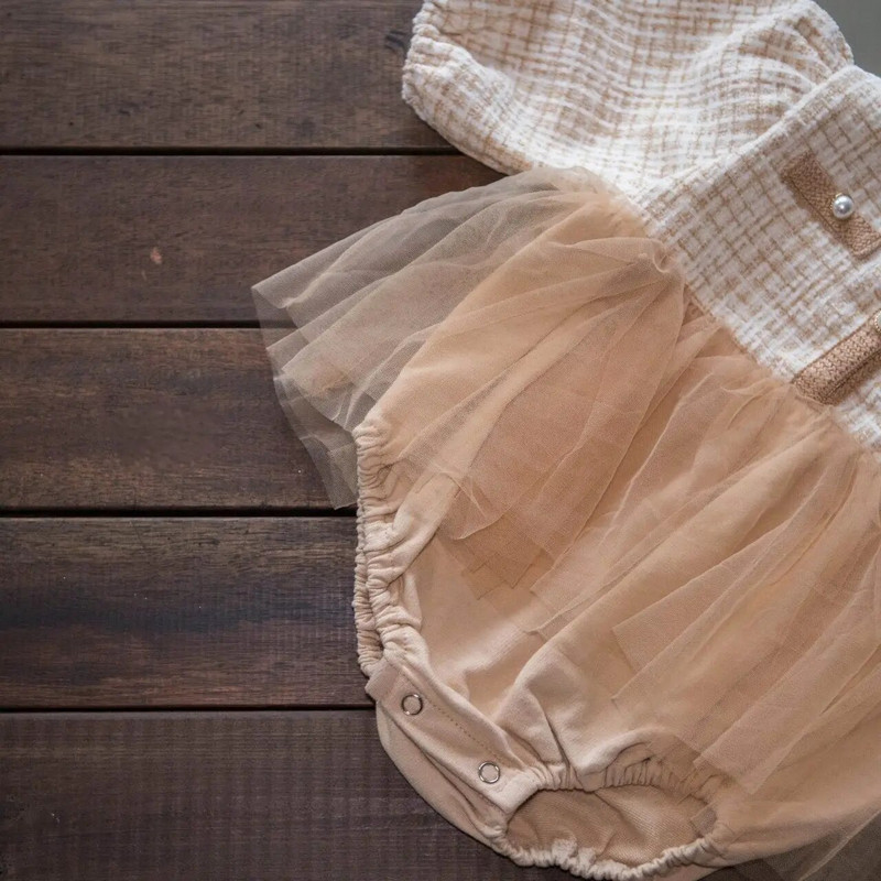 7452 Babaruha Lány 100 napos parti ruhák 2023 Őszi új Houndstooth kockás ruha Gézruha