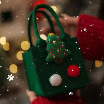 Детски коледни торбички за подаръци от филц с дръжка Коледни закуски Чантичка за съхранение на бонбони Мини чанта за многократна употреба Новогодишен подарък Декорация за дома