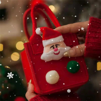 Детски коледни торбички за подаръци от филц с дръжка Коледни закуски Чантичка за съхранение на бонбони Мини чанта за многократна употреба Новогодишен подарък Декорация за дома