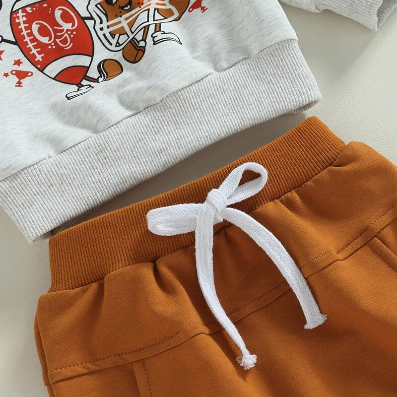 Mala djeca, dječaci, dječaci, odjeća za proljeće i jesen Slovo Ragbi print okrugli izrez Duksevi dugih rukava Duge hlače Kompleti odjeće od 2 komada