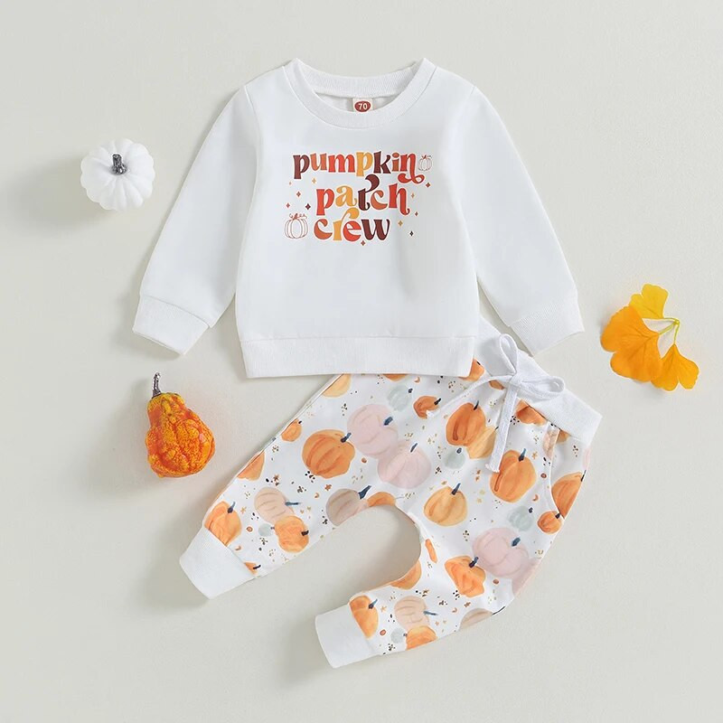 Kompleti odjeće za novorođenčad i bebe za Noć vještica od 2 komada za dječake, djevojčice, s printom kostura, dugih rukava, majica s okruglim izrezom, duge hlače