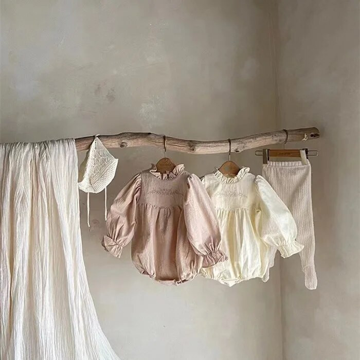 4864B Bodi za djevojčice 2023. Jednodijelna odjeća za djevojčice s vezom za proljeće i jesen Odjeća za penjanje princeze