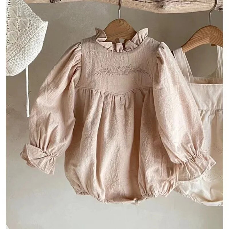 4864B Bodi za djevojčice 2023. Jednodijelna odjeća za djevojčice s vezom za proljeće i jesen Odjeća za penjanje princeze