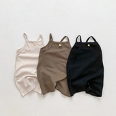 Ljetne dječje štrample za 2022. Slatki pamučni kombinezon za dojenčad bez rukava s naramenicama Mala djeca Dječaci Ležerni široki kombinezoni za novorođenče Jednodijelni