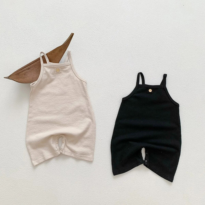 Ljetne dječje štrample za 2022. Slatki pamučni kombinezon za dojenčad bez rukava s naramenicama Mala djeca Dječaci Ležerni široki kombinezoni za novorođenče Jednodijelni