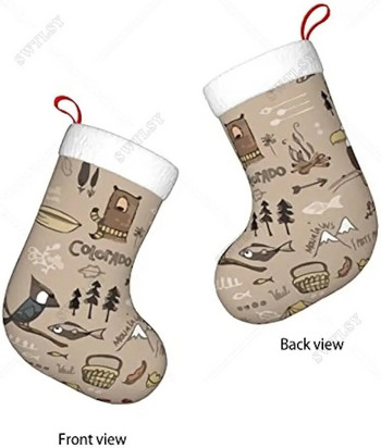 Χριστουγεννιάτικες κάλτσες Colorado Funny Animal καφέ Κρεμαστές κάλτσες διπλής όψεως τζακιού