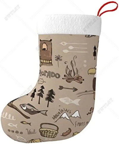 Коледни чорапи Колорадо Смешно животно Кафяви двустранни висящи чорапи за камина