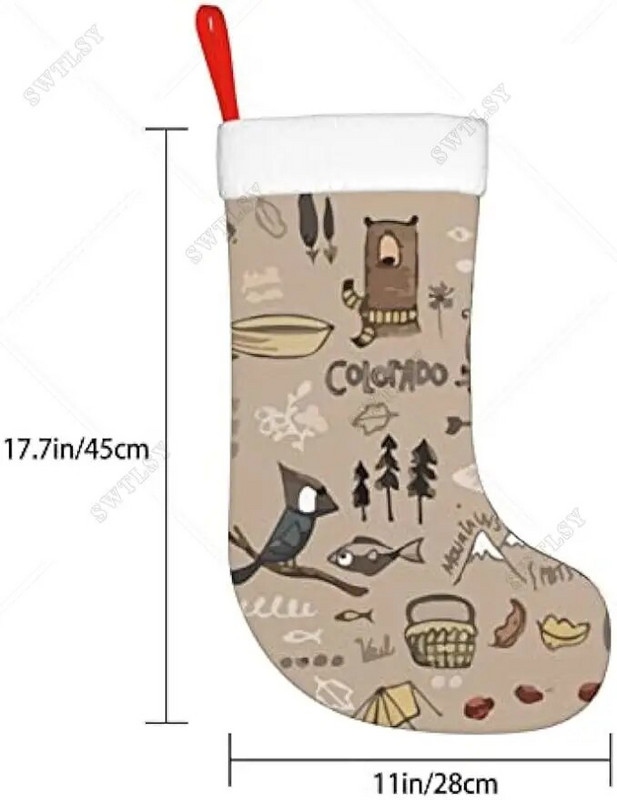 Božićne čarape Colorado Funny Animal Smeđe dvostrane viseće čarape za kamin