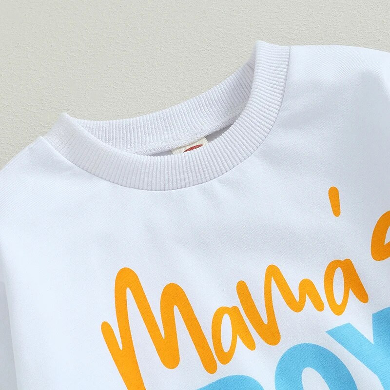 Rudens vaikams Kūdikių berniukų 2 dalių komplektai su raidėmis spausdinti ilgomis rankovėmis megztiniai Elastinės kelnės, skirtos mažyliams, sportiniai kostiumai, pavasariniai drabužiai