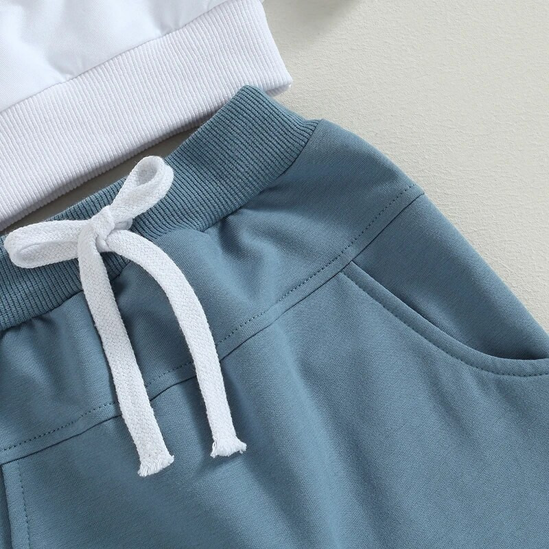 Rudens vaikams Kūdikių berniukų 2 dalių komplektai su raidėmis spausdinti ilgomis rankovėmis megztiniai Elastinės kelnės, skirtos mažyliams, sportiniai kostiumai, pavasariniai drabužiai