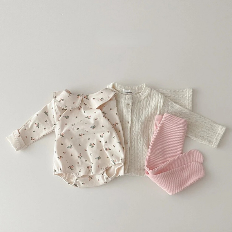 5201B Korejska odjeća za novorođenčad 2023. Proljeće Jesen Novo dječje bodi Ovratnik za lutke Jednodijelna odjeća za djevojčice Odjeća za penjanje