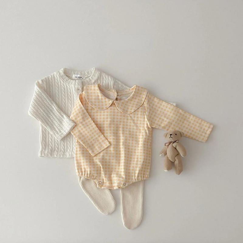 5201B Korejska odjeća za novorođenčad 2023. Proljeće Jesen Novo dječje bodi Ovratnik za lutke Jednodijelna odjeća za djevojčice Odjeća za penjanje