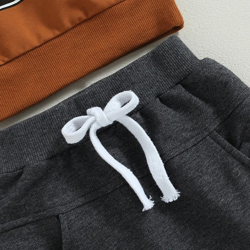 2gab Bērnu jaundzimušo mazuļu zēnu rudens apģērbu komplekti ar burtu apdruku, džemperi ar garām piedurknēm + viengabalainas garas sporta bikses, sporta tērpi, tērpi