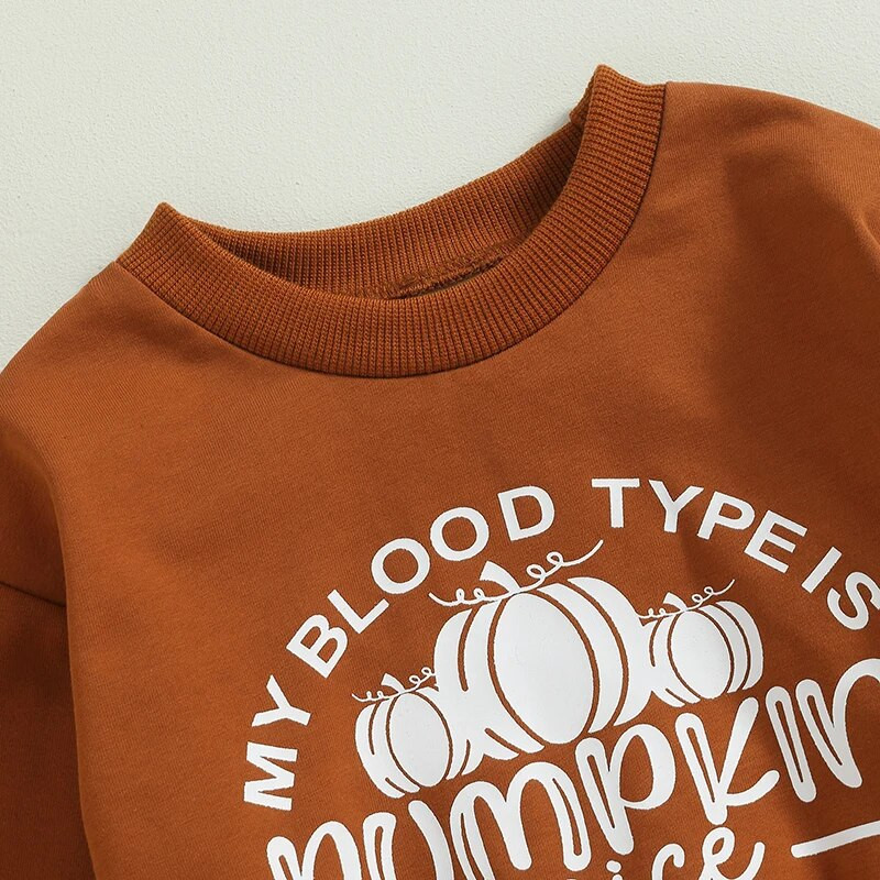 Mazuļu zēnu rudens apģērbu komplekti ar garām piedurknēm apkakles burti ar ķirbju apdruku Džemperis ar sporta biksēm Helovīna apģērbi