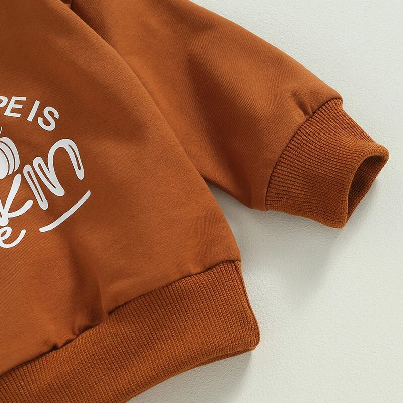 Mazuļu zēnu rudens apģērbu komplekti ar garām piedurknēm apkakles burti ar ķirbju apdruku Džemperis ar sporta biksēm Helovīna apģērbi