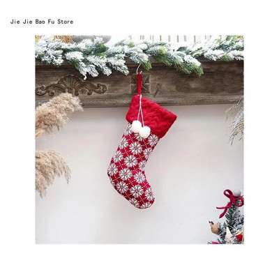 E8BD Pletene božićne čarape Božićno drvce Viseća poklon vrećica za slatkiše Festivalski blagdani