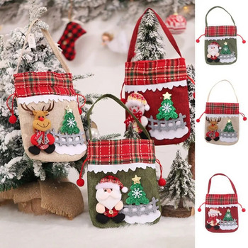 Коледна опаковъчна торбичка от нетъкан текстил Преносима 3D коледна торбичка за подарък Дядо Коледа Елк Сладка коледна украса