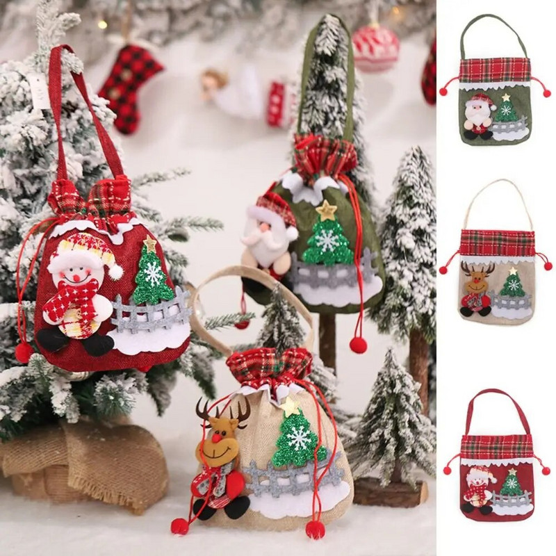Božićna vrećica za umatanje od netkanog materijala Prijenosna 3D božićna poklon vrećica Djed Mraz Slatka poslastica za božićne ukrase Elk