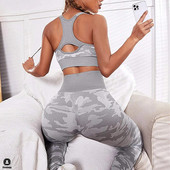 2023 Camo Seamless Yoga Seam Női Fitness Edzőterem Ruházat Magas derekú Leggings Sport Melltartó terepszínű sportruha Női Sportruházat