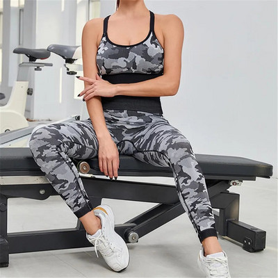 2023 Camo Seamless Yoga Seam Női Fitness Edzőterem Ruházat Magas derekú Leggings Sport Melltartó terepszínű sportruha Női Sportruházat