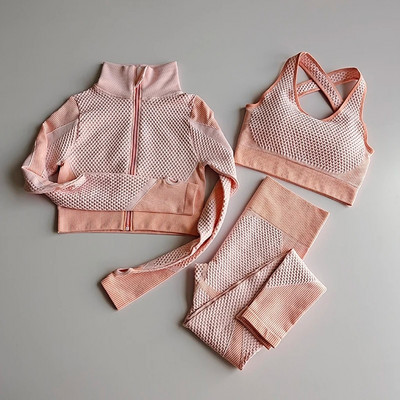 2/3Pcs Bešavni set za jogu Odjeća za fitness u teretani Žensko odijelo za jogu Sportska odjeća Ženske tajice za vježbanje Vrhunska sportska odjeća Odijelo za vježbanje