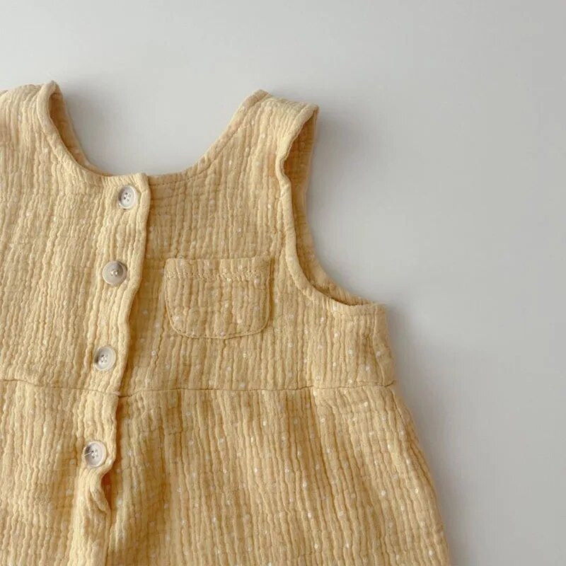 2023-as nyári kisfiúk, pamut kockás, egyrészes ruhák, tipegő lányok, ujjatlan, pántos gyerekzuha