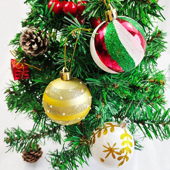 6 τμχ/σετ Χριστουγεννιάτικο στολίδι από πεύκο 6 εκ. Κρεμαστό κρεμαστό χριστουγεννιάτικο δέντρο με μπάλα Κόκκινο πράσινο χρυσό Στολίδι Πρωτοχρονιάς