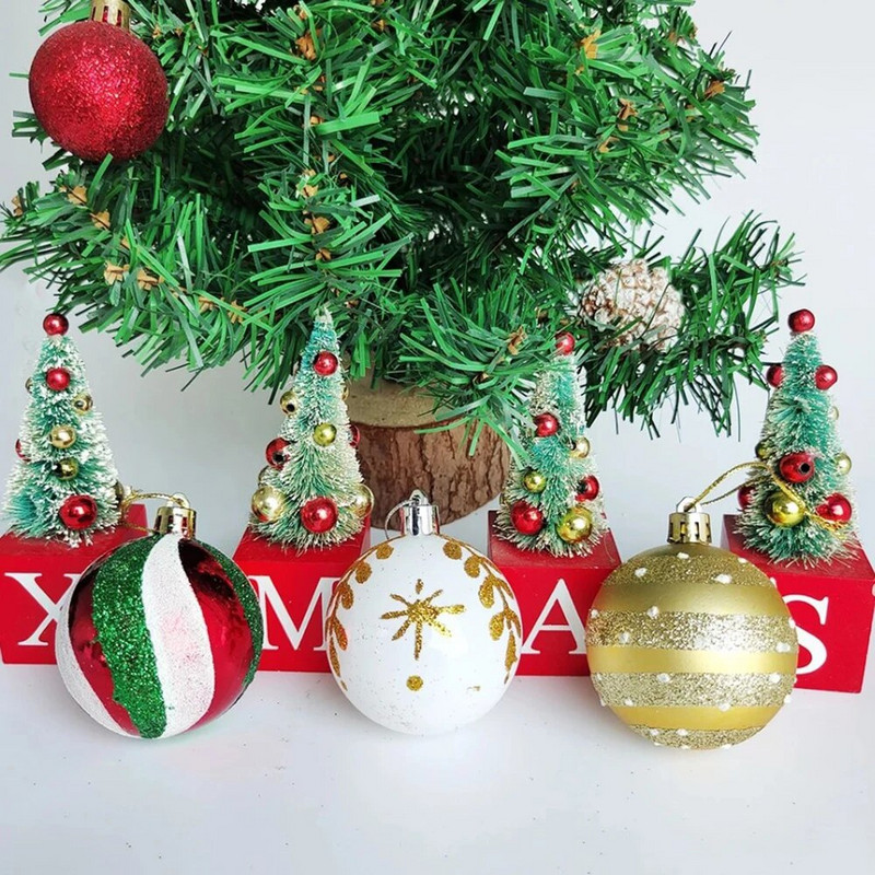 6 kom/set božićni ukras za bor 6 cm božićno drvce viseća kuglica privjesak crveno zelena zlatna kuglica ukrasi novogodišnja dekoracija