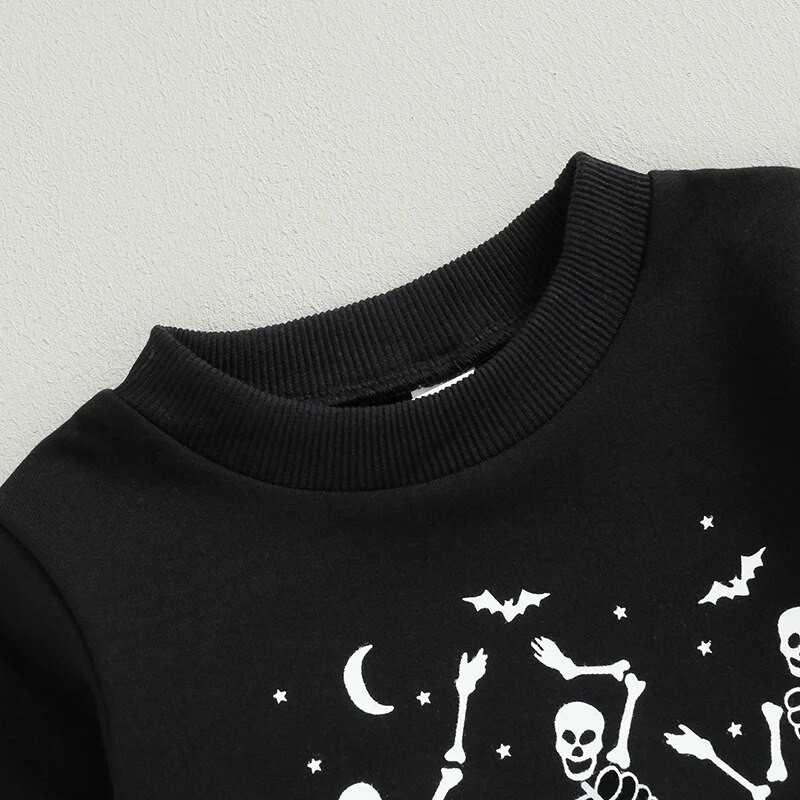 Mala djeca Dječaci Odjeća za Noć vještica Trenirke s printom kostura dugih rukava O izrezom Duge hlače s uzicom Ležerne trenirke