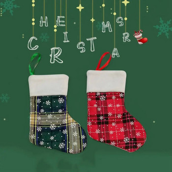 Μίνι κόκκινες και πράσινες καρό χριστουγεννιάτικες κάλτσες Χαριτωμένο διακοσμητικό κρεμαστό χριστουγεννιάτικο δέντρο με νιφάδα χιονιού κρεμαστά Χριστουγεννιάτικα διακοσμητικά για το σπίτι